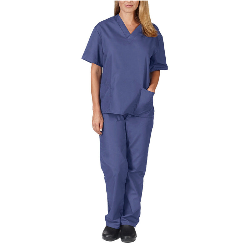 Solid-color V-neck Nursing Work Uniform Caregiver Uniform Nurse Attire