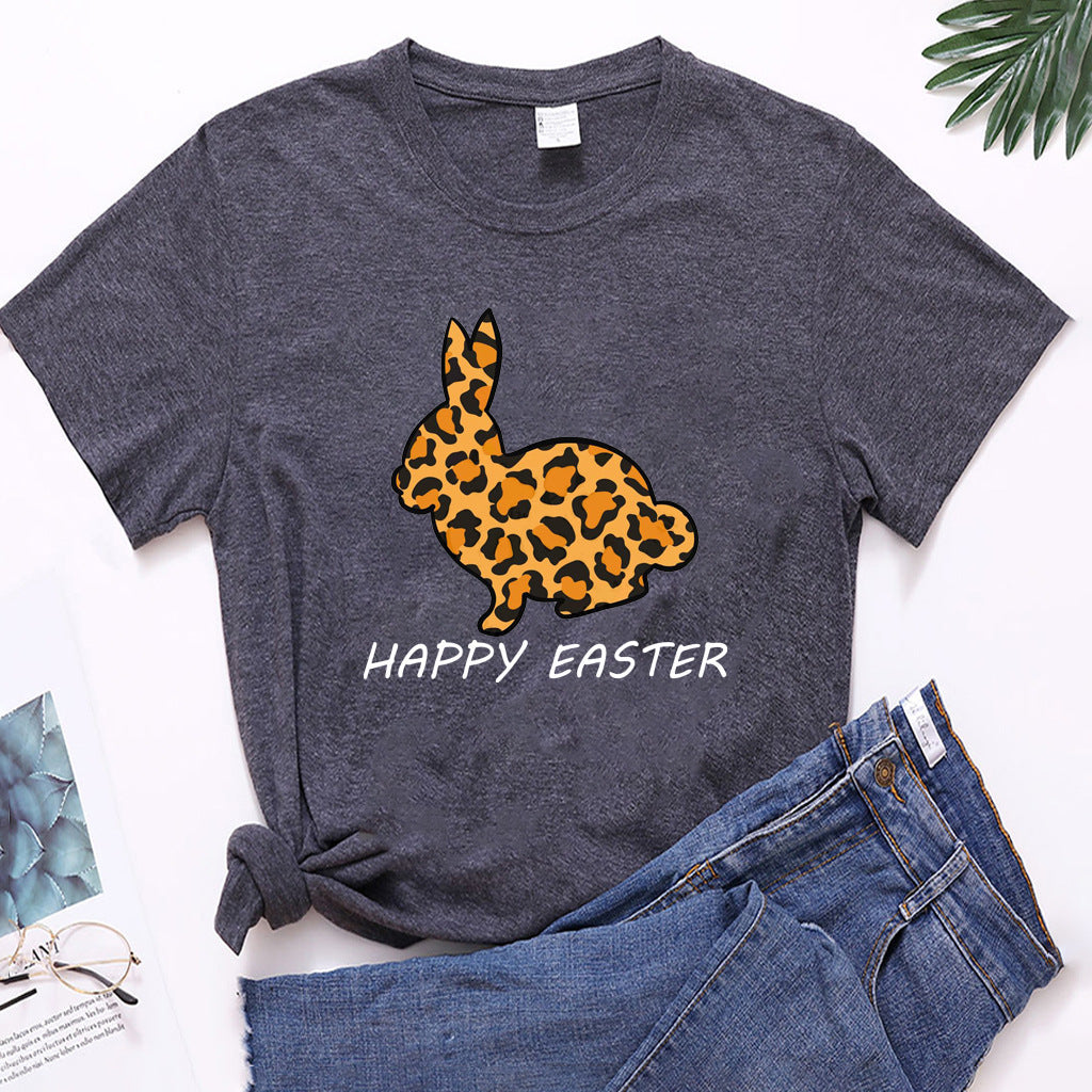 European And American Women's Easter Bunny Printed Short Sleeves