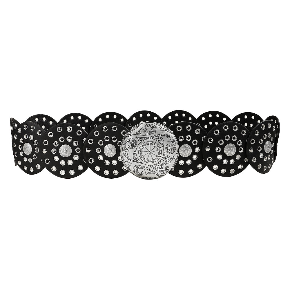 Fashion Punk Exaggerated Round Cutout Personality Belt Ladies Metal Retro Wide Belt