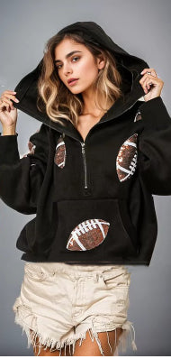 Hooded Long Sleeve Kangaroo Pocket Women's Sweater