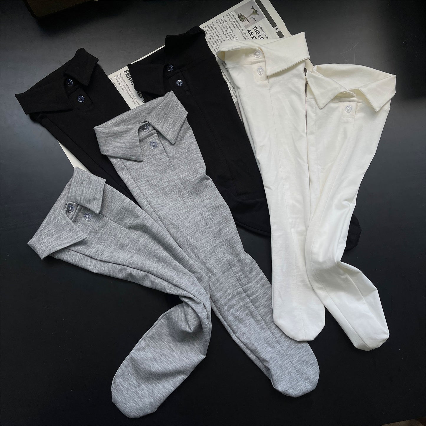 New Polo Collar Button Female Middle Tube Socks