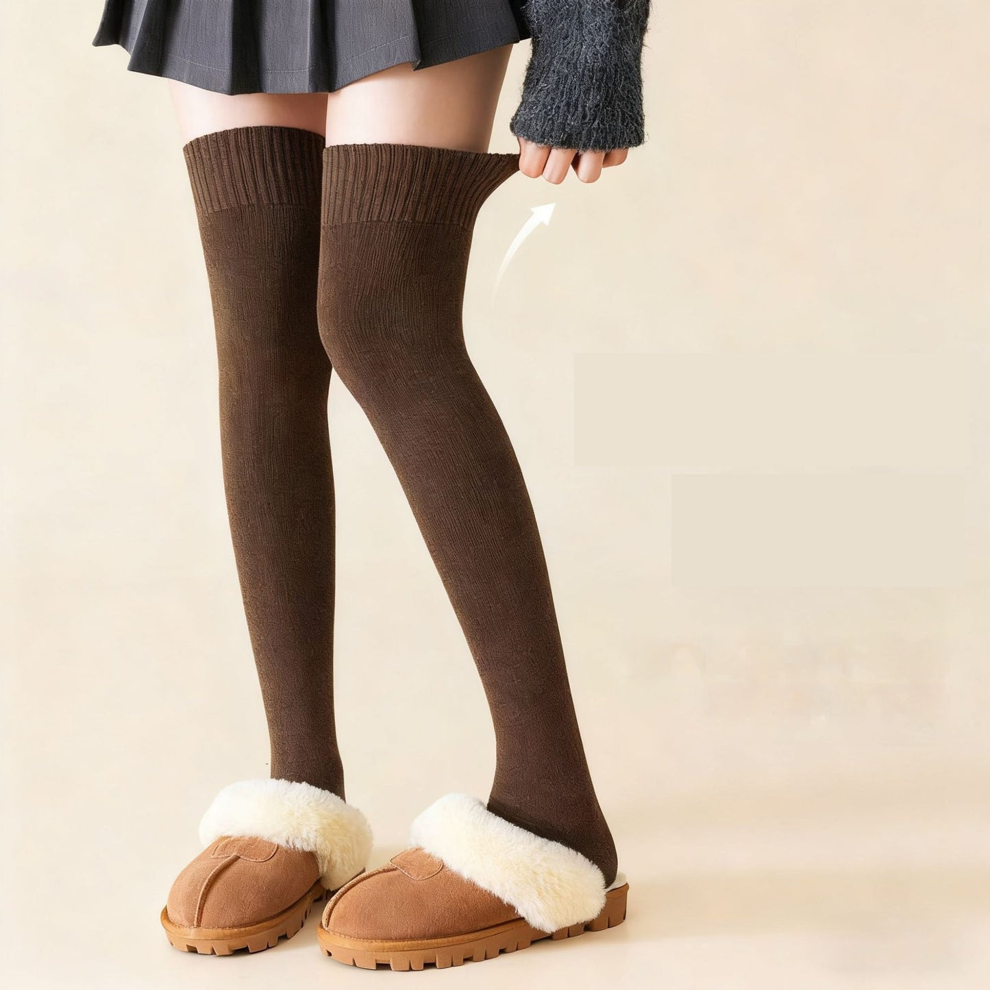Womens Fleece-Lined Thickened Insulated Terry-Loop Tights