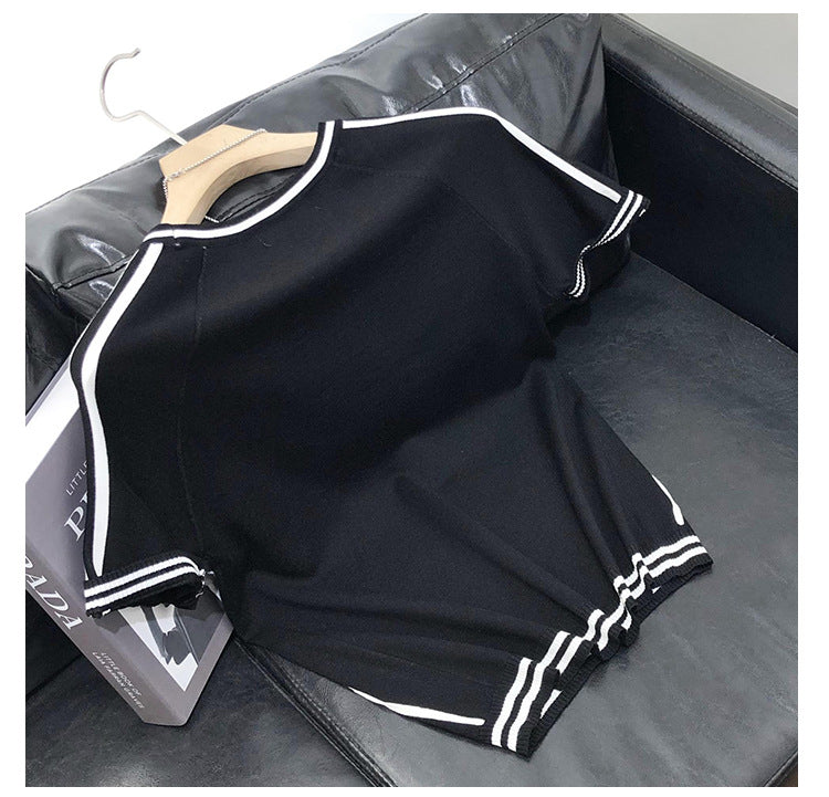 Top Thin Solid Color Round Neck Bottoming Top T Shirt