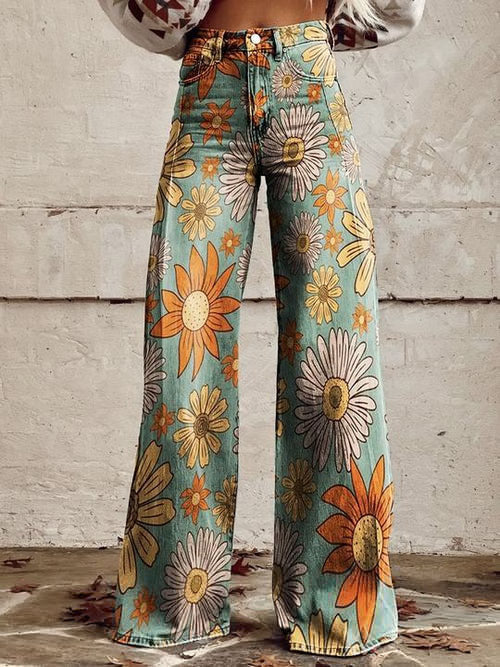 European And American Womens Flared Pure Cotton Jeans