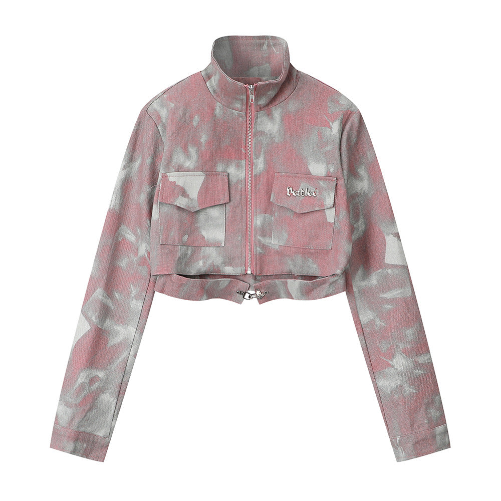 Tie-dye Camouflage Stand Collar Jacket Male And Female Couples Wear High Street