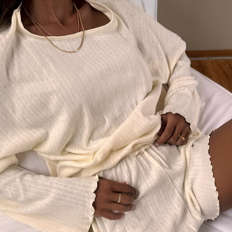 Women's Round-Neck Breathable Pajama Two-Piece Set