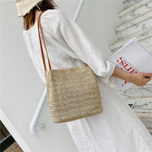 Casual Woven One-shoulder Straw Woven Bag New Portable Women