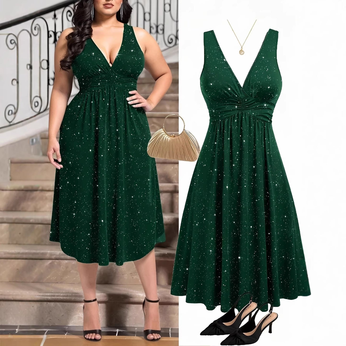 Women's Elegant Highlight V-Neck Dress