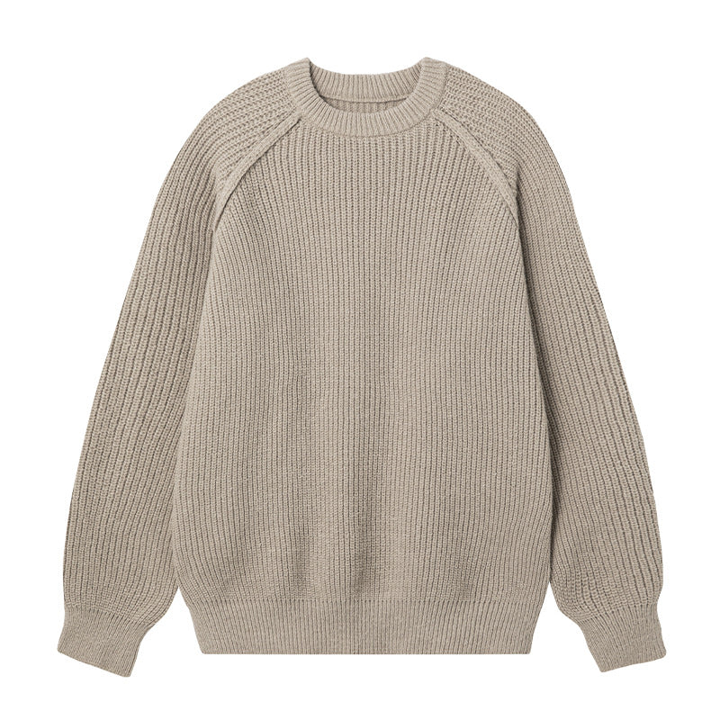 Three-dimensional Shoulder Line Design Round Neck Texture Thick Needle Sweater