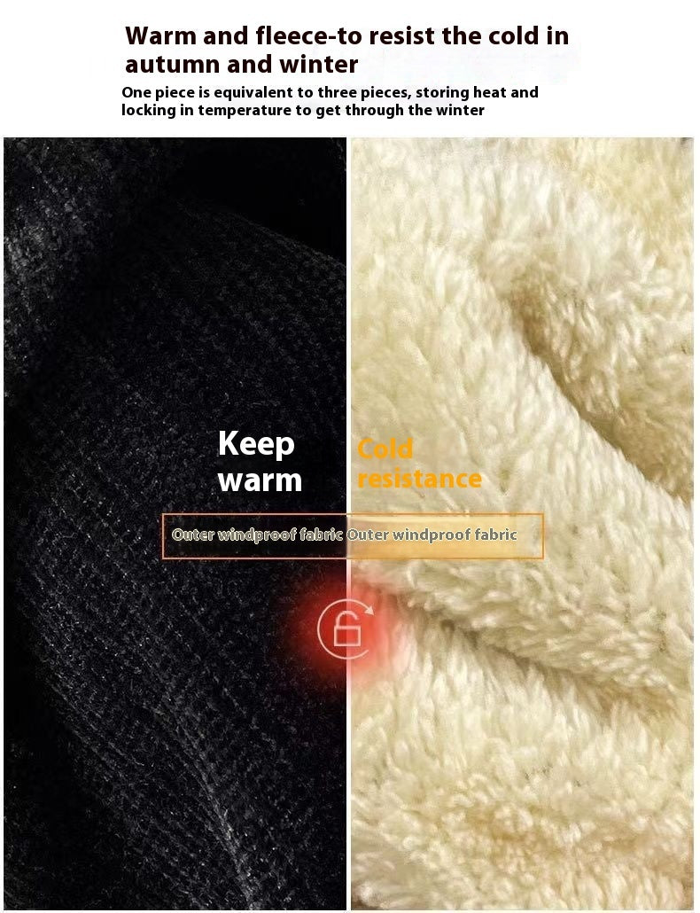 Cashmere Chenille Wide-leg Pants Fleece-lined