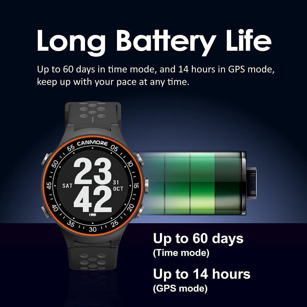 TW411 Golf GPS Watch with Fitness Tracker, 41,000+ Free Preloaded Worldwide Course, Upgraded IC Chip, Extended Battery Life, Smart Widgets, Golfers Accessories, Gift Ready, Wide LCD, Orange