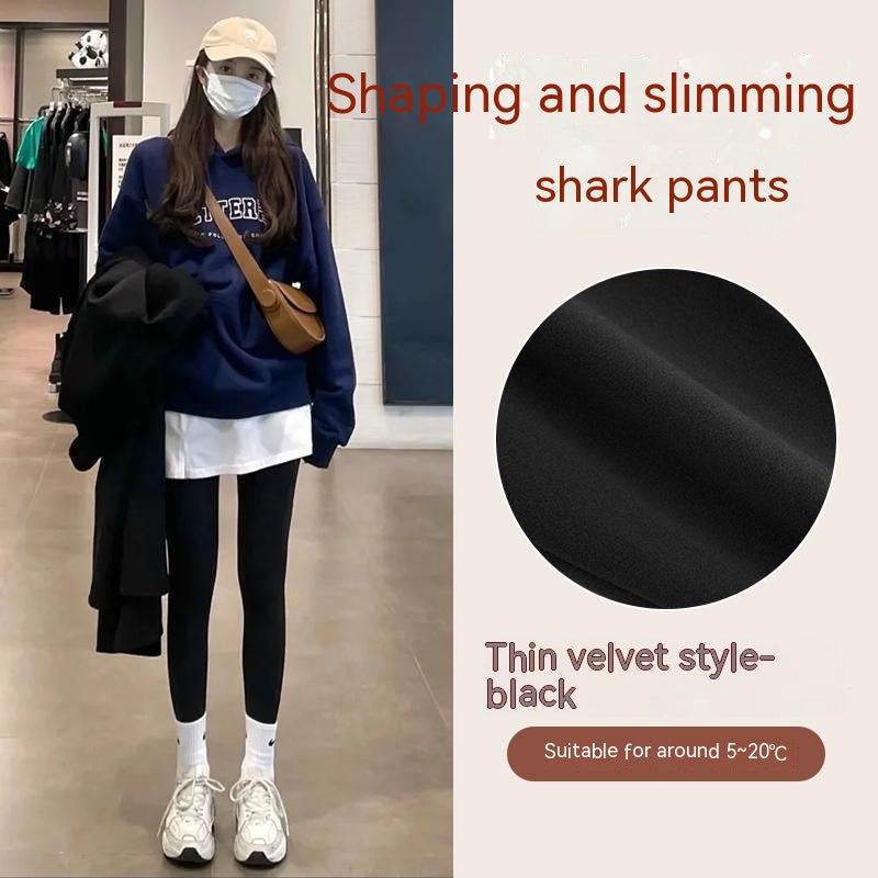 Skyfølelse Tynd Fløjl Hajbukser Efterår Og Vinter Fleeceforede Tykke Leggings