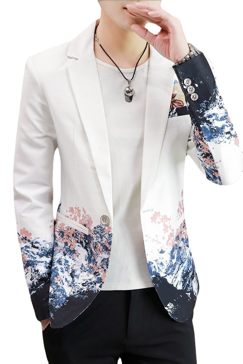 Men's Fashion Casual Slim Floral Jacket