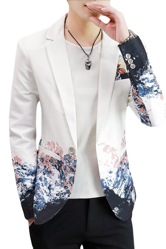 Men's Fashion Casual Slim Floral Jacket
