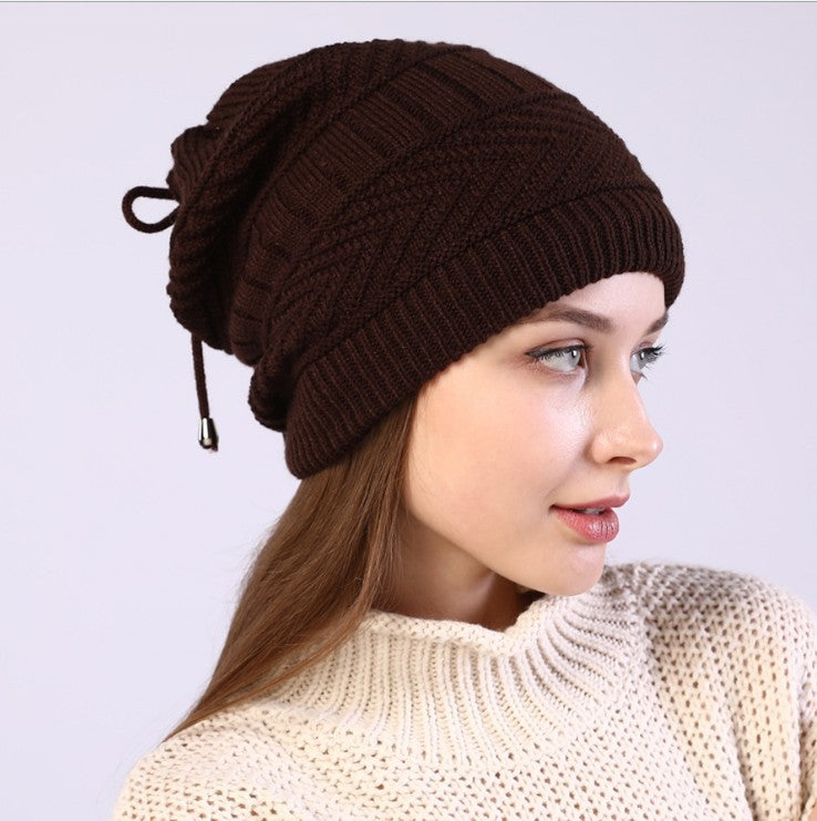 Fleece Knitted Wrap Head Pile Hat Women's Confinement Hat