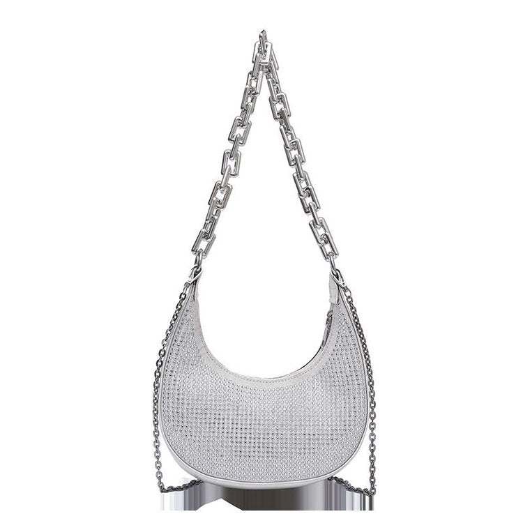 Ins Diamond-studded Armpit Baguette Korean Style Western Style Chain Messenger Bag Tide