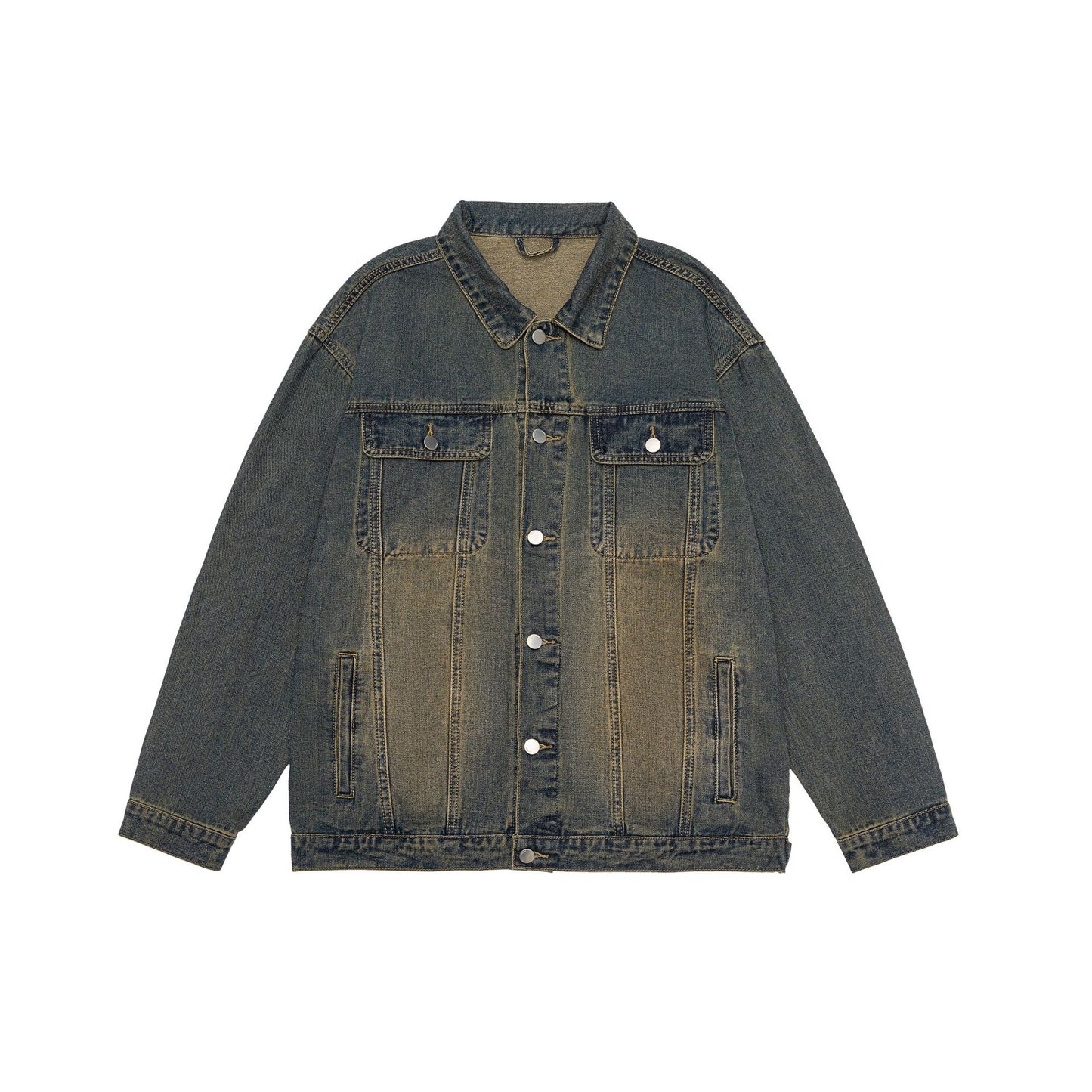 Amerikansk Retro Vasket Denimjakke Efterår Og Vinter Reversjakke