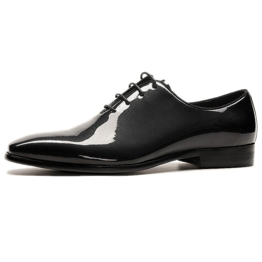 Pointed Toe Cowhide Business Suit Low-top Patent Leather Shoes