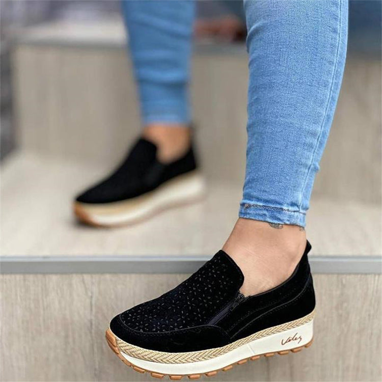 Ladies Solid Color Casual Round Toe Solid Color Soft Flat Canvas Shoes