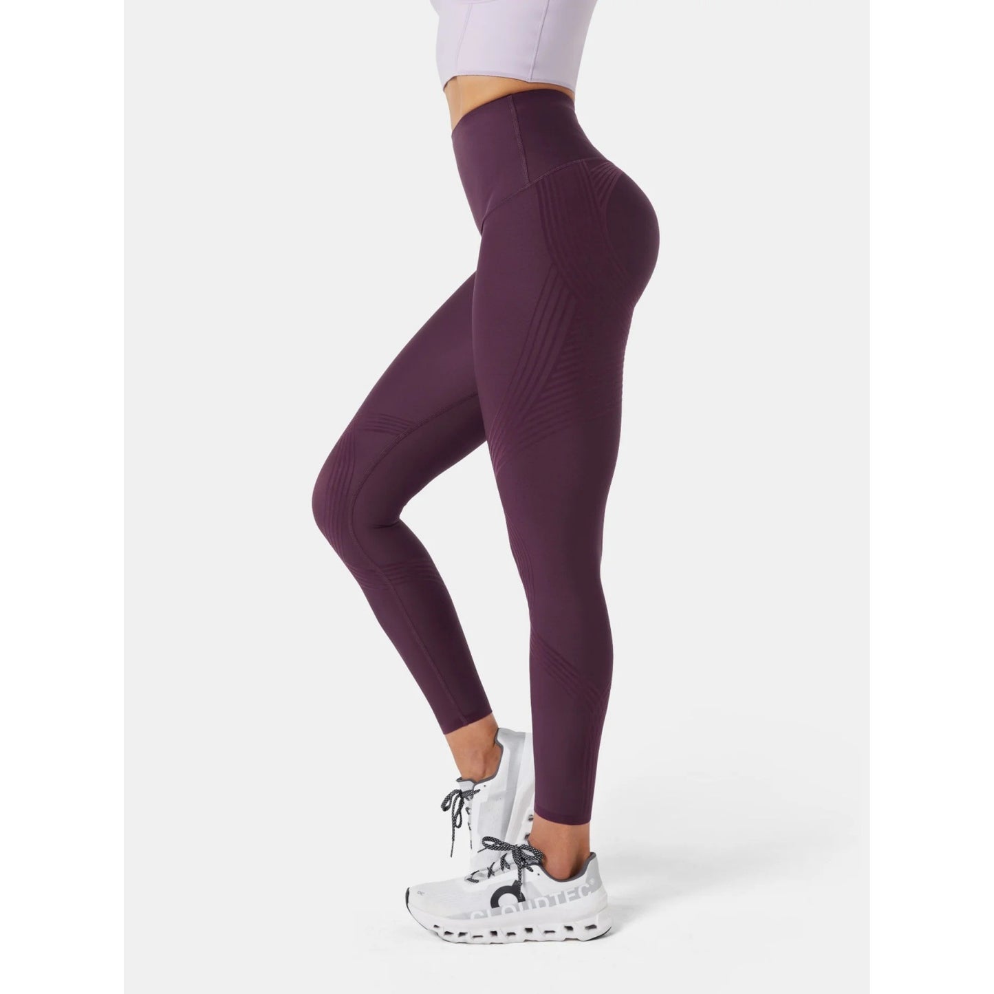 Womens High-waisted Butt-lifting, Form-fitting Workout Pants With A 3D Striped Design
