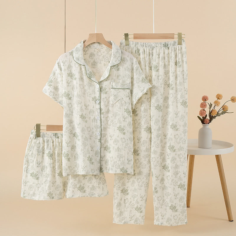 Women's Crepe Cotton Yarn Fashion Three-piece Set