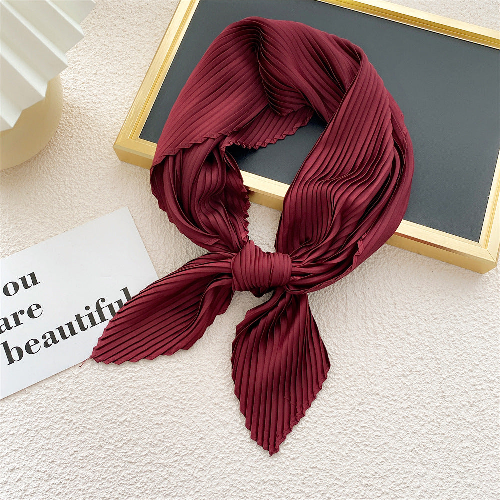 Women's Fashion Solid Color Pleated Scarf