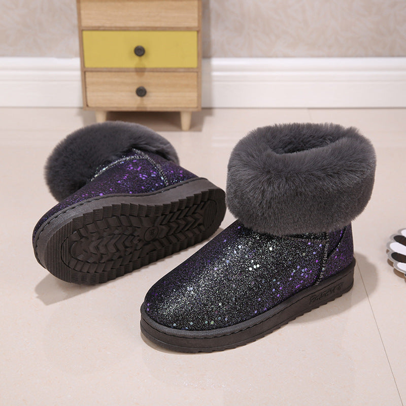 Round Toe Flat Heel Deep Mouth Short Snow Boots