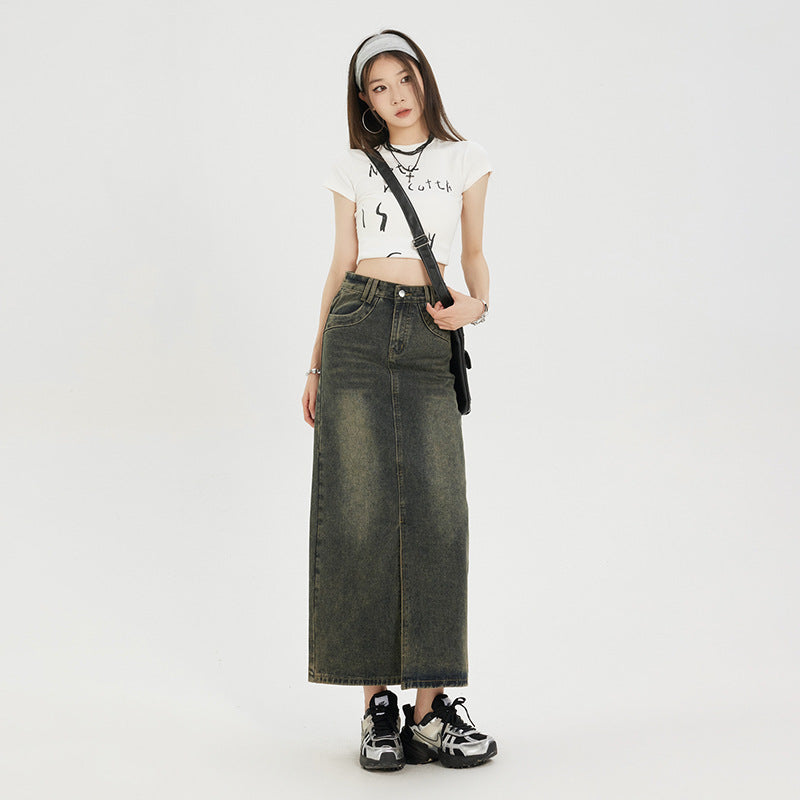 Fashionable American Retro Denim Skirt For Women