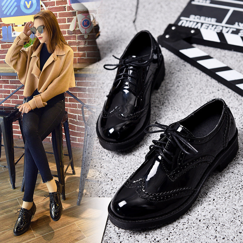 Versatile Lace Up Thick Heeled Sponge Shoes