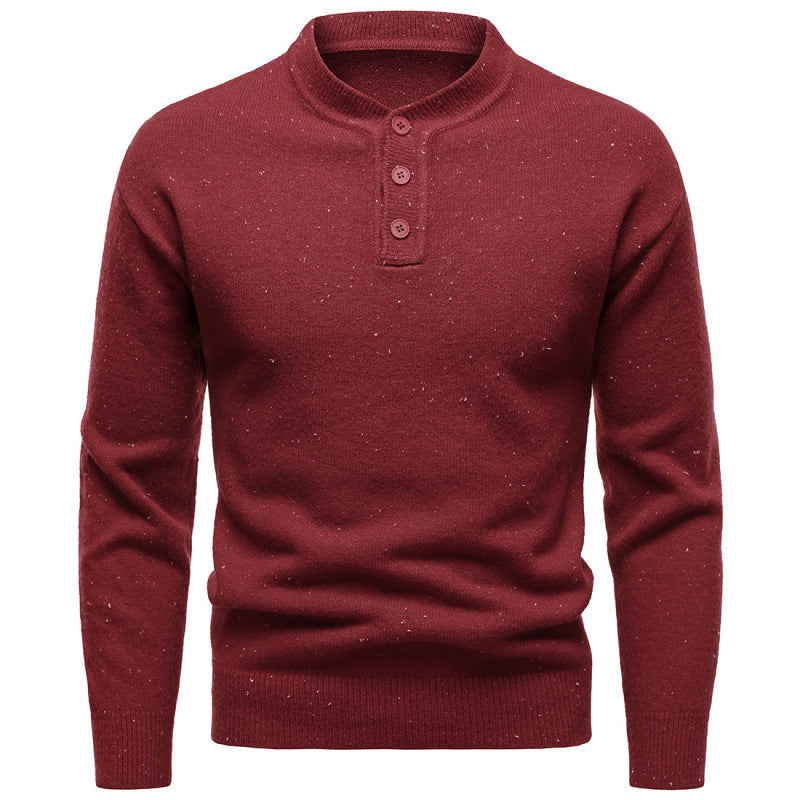 Henry Sweater til Mænd med Høj Krave og Snefnugprikket Design
