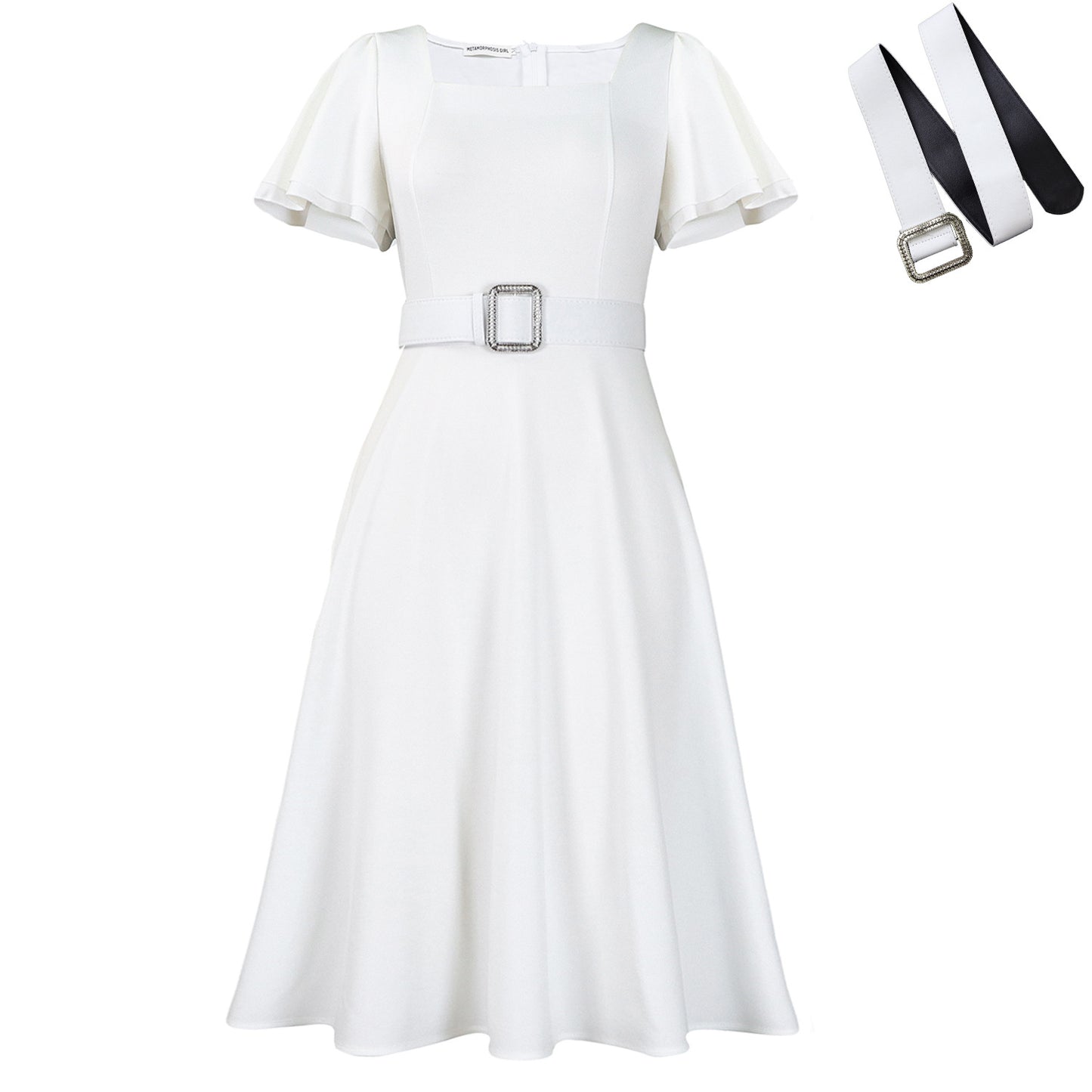 High-waisted Solid-color Elegant European And American-style Dress