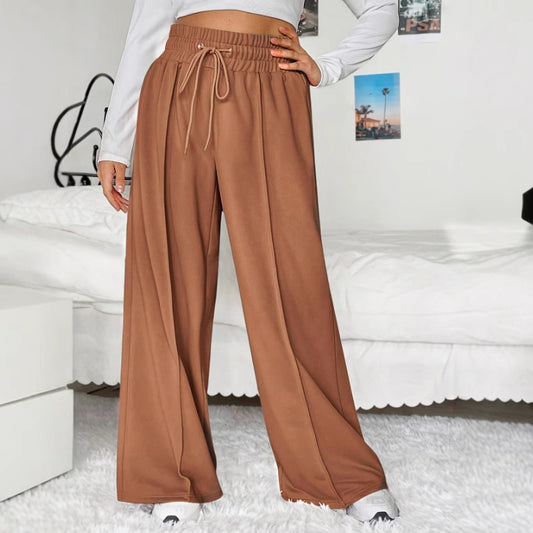 Plus-size Women's Casual Drawstring Waist Wide-leg Loose Pants