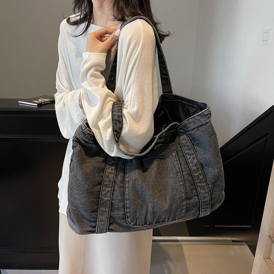 Japanese And Korean Retro Washed Portable Denim Bag