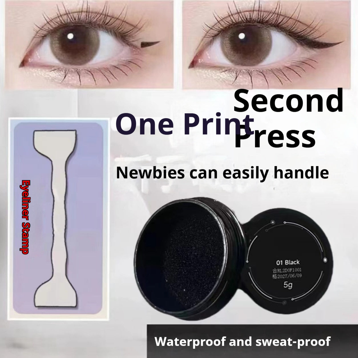 Double-headed Eyelash Eyeliner Stamp Pen Suit Quick-drying Waterproof