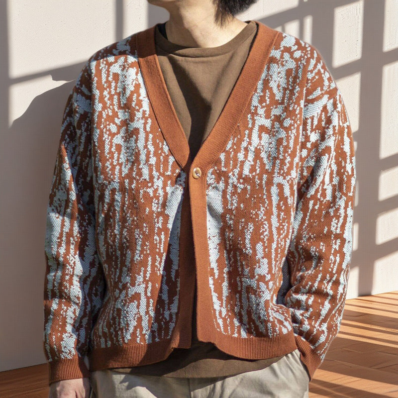 Jacquard Sweater Loose Slimming Long Sleeves Cardigan