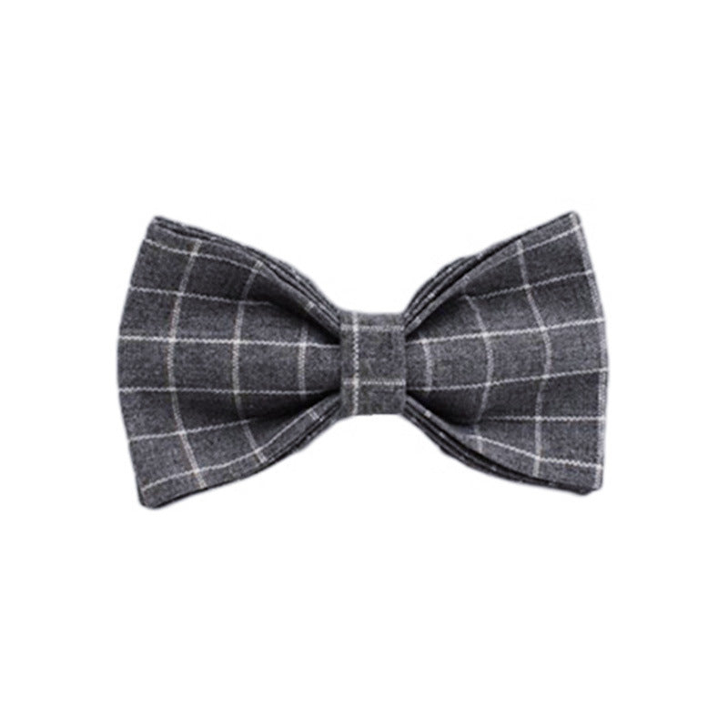 Gray Plaid Flannel Pet Collar Velvet Hand Holding Rope