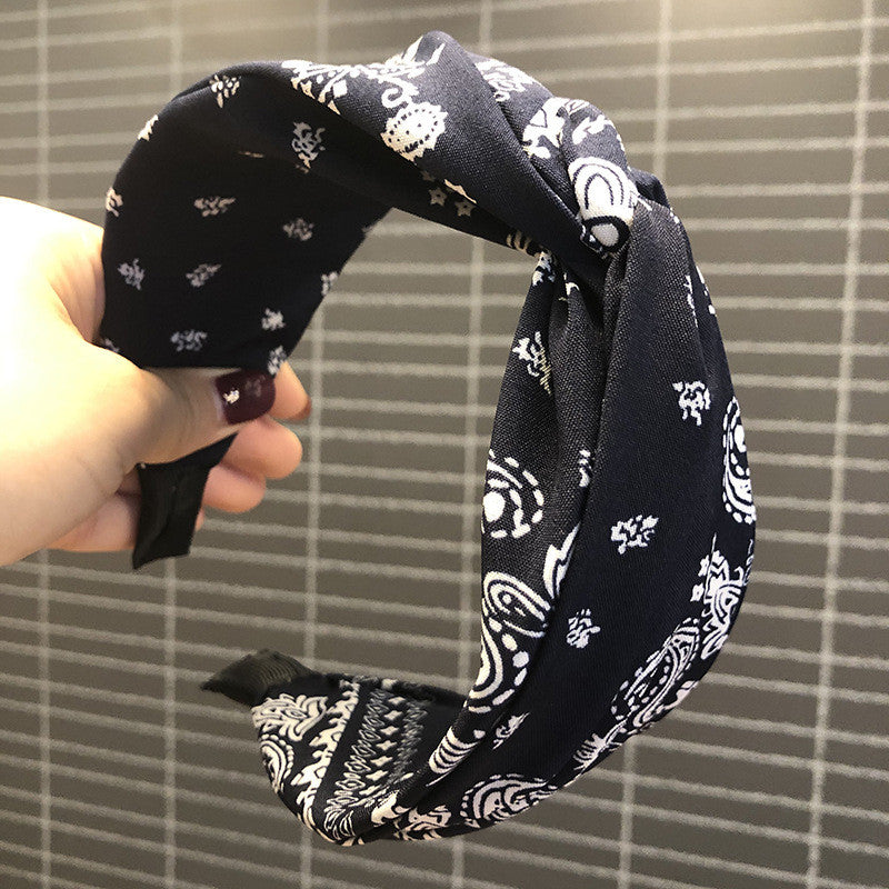 Ladies Face Wash Makeup Hair Hole Wide Side Cross Knotted Hair Band