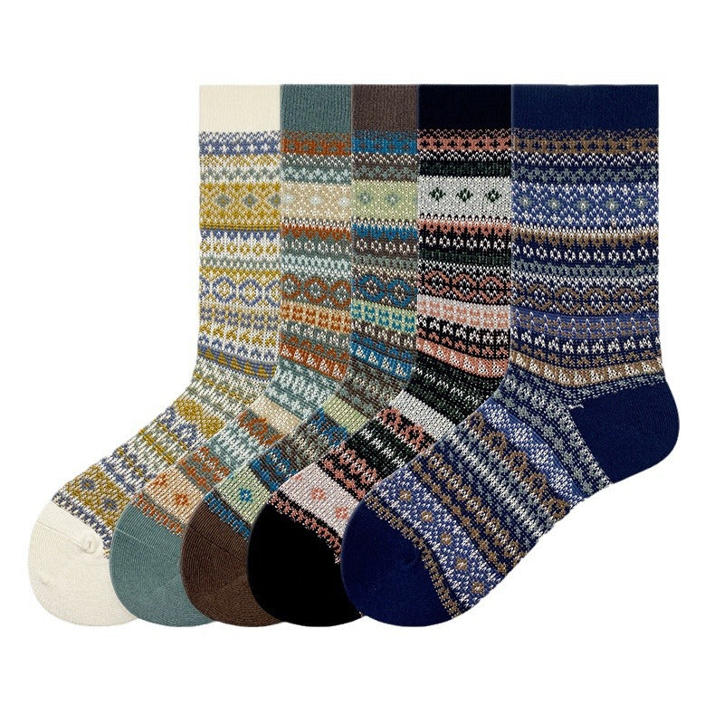 American Retro Combed Cotton Women's Mid Tube Socks