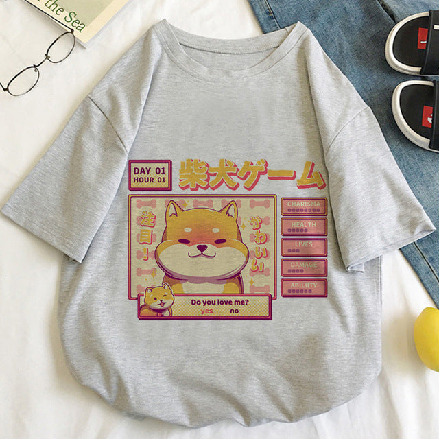 Cute Women's Cat Cartoon Pattern T-shirt