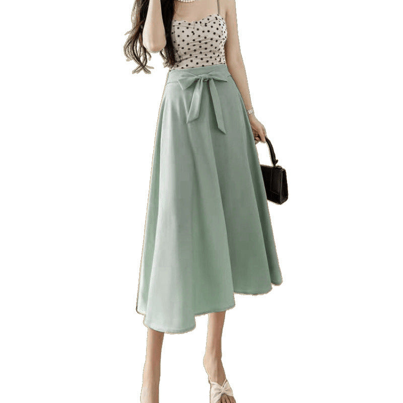 Line Skirt Draping Large Hem Mid-length Skirt