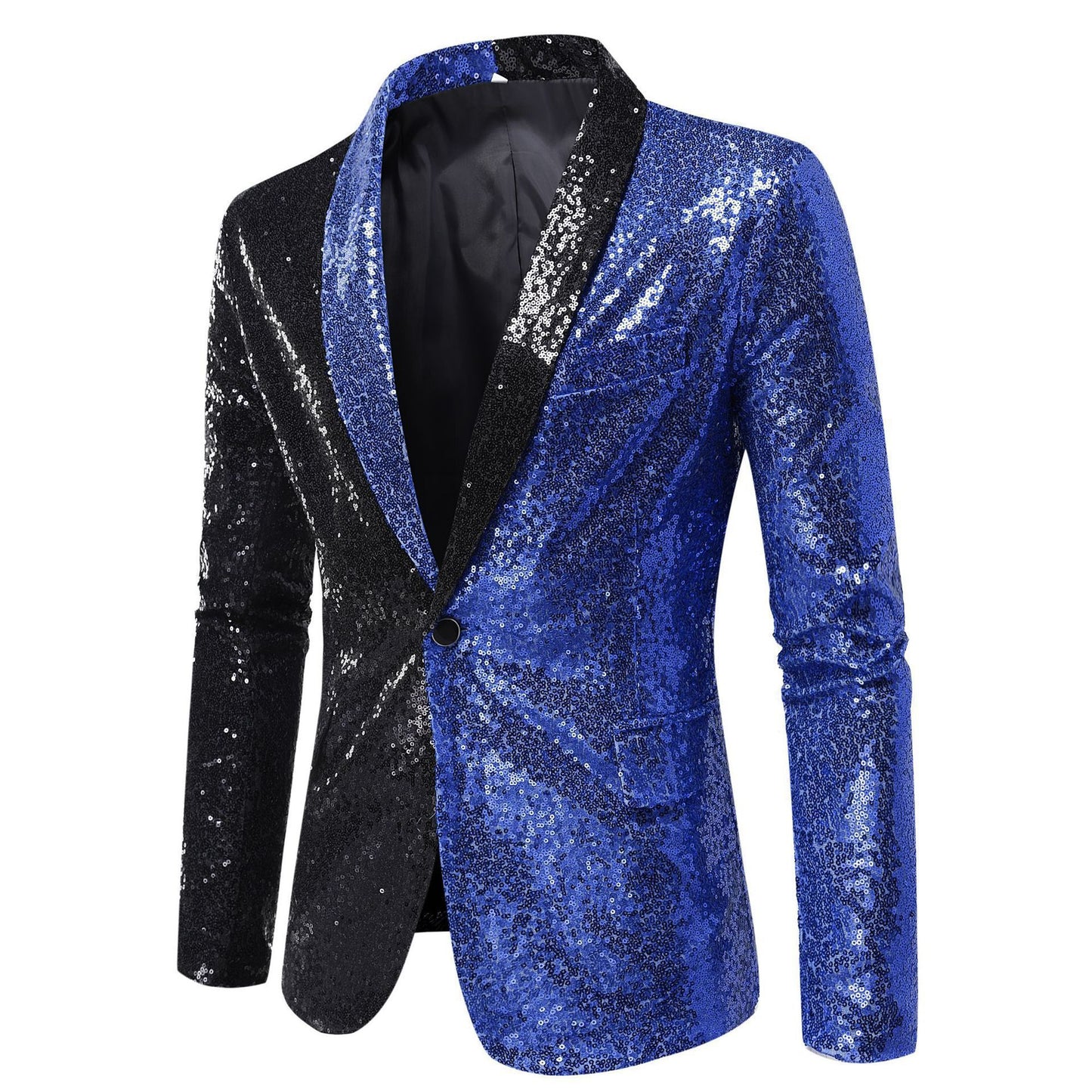 Euro-American Performance Dress Color-blocking Sequin Suit