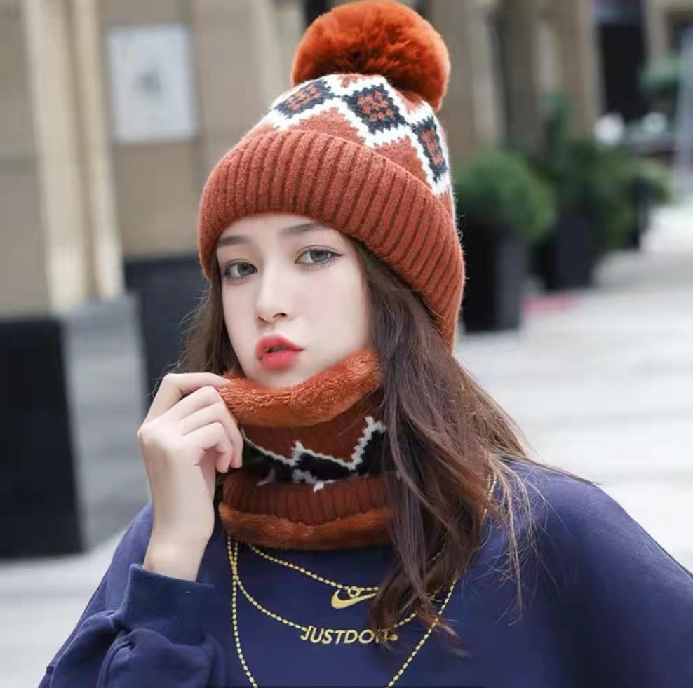 Hat Women's Wool Cute Versatile Scarf Plush