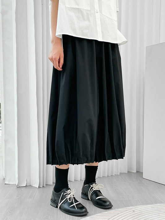 Women's Pleated Elastic Waist Cropped Pants