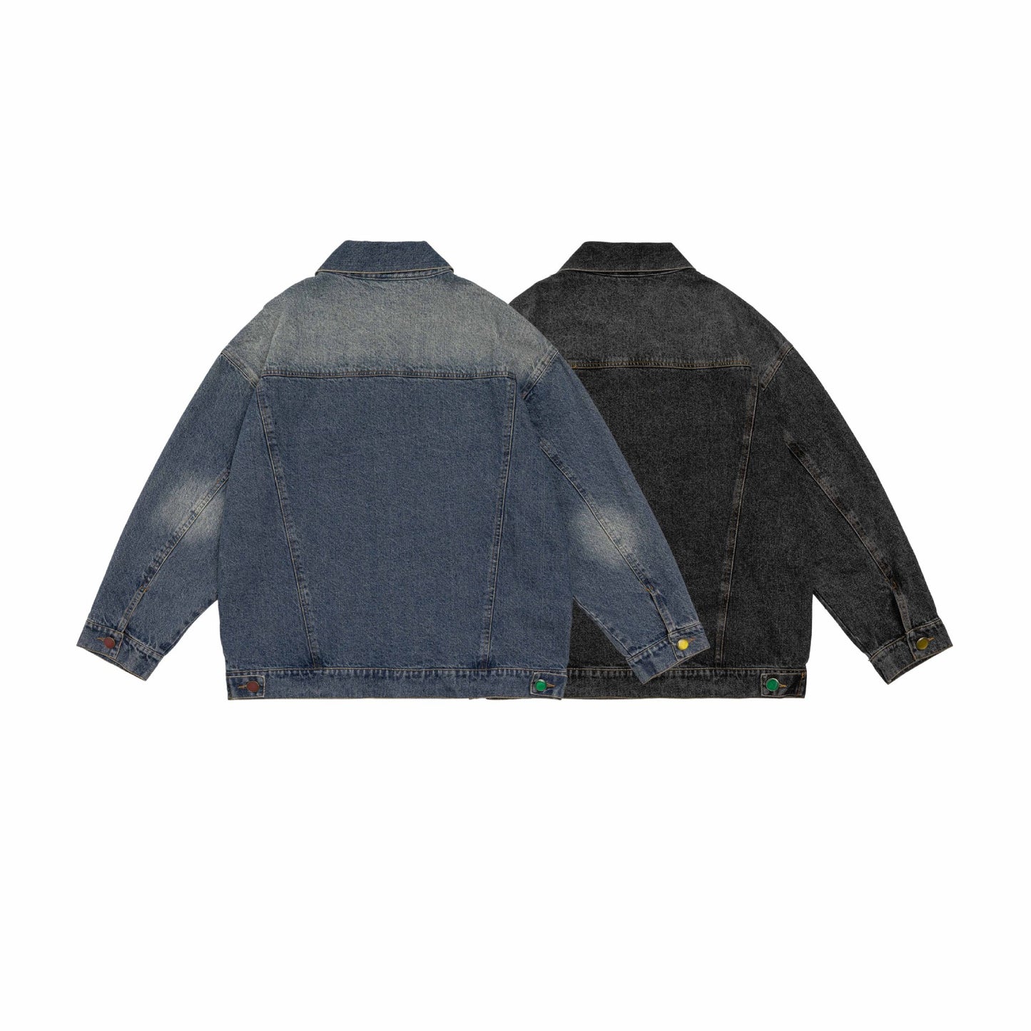 American Retro Hong Kong Style Denim Men's Baggy Casual Jacket