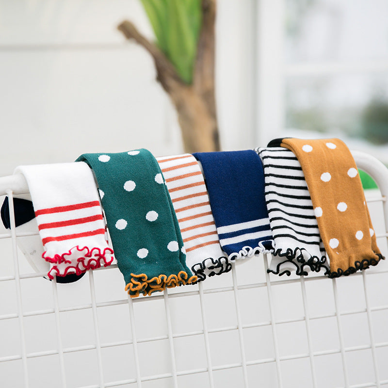 Children's Socks Korean Color Striped Wave Dot