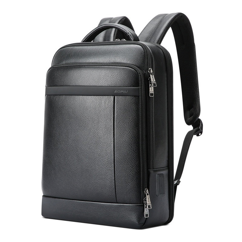 Business First Layer Cowhide Commuter Leather Backpack