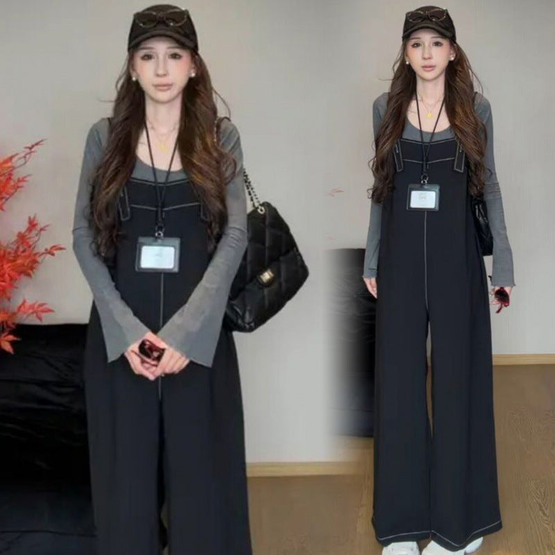 Womens Crew-Neck Knitted Base Layer Jumpsuit Two-Piece Set