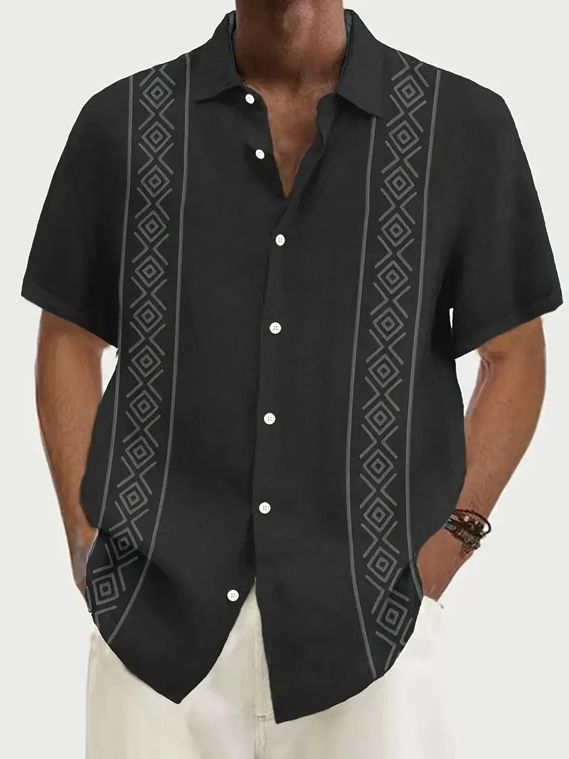 Simple Striped Element 3D Printing Stylish Cardigan Shirt