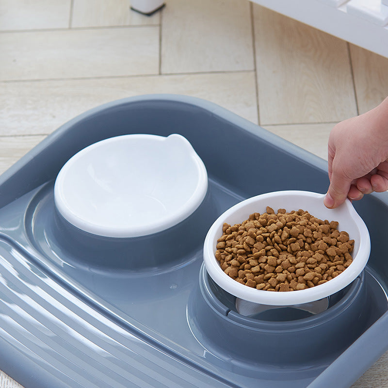 Environmental Pet Bowl Plastic Anti-skid Double Bowl Anti-knocking, Eating And Drinking Dual-purpose Dog Feeder Dog Pot
