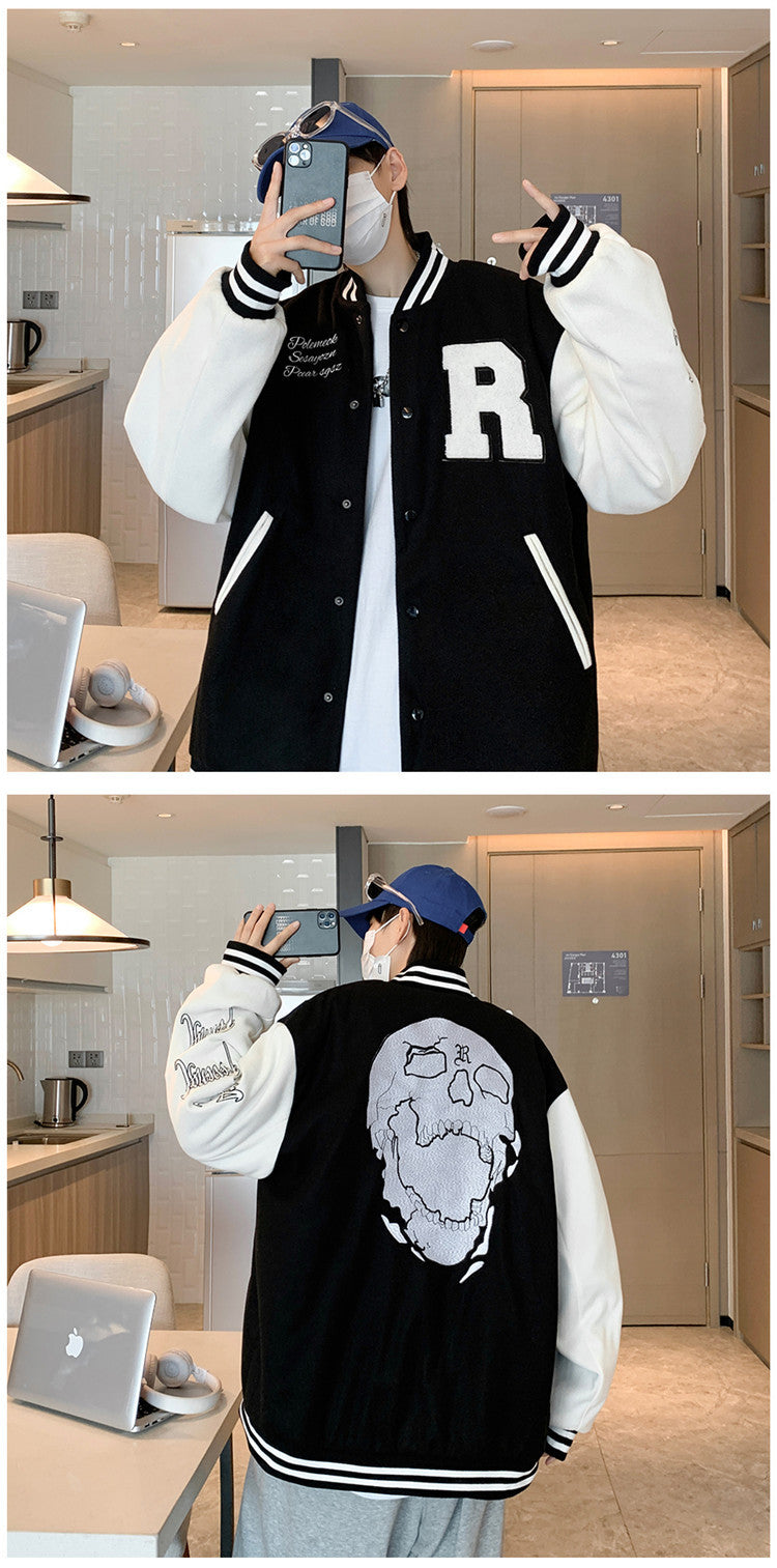 Frakke til mænd Hong Kong Style Trendy Brand Ins Løs Sports Baseballuniform Harajuku Style Retro Casual Jakke Top